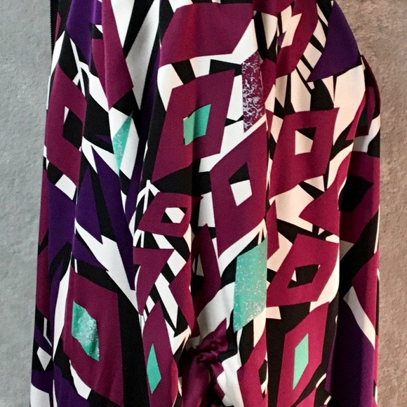 Elie Tahari Silk Tunic Dress Purple Black Medium - Picture 5 of 8